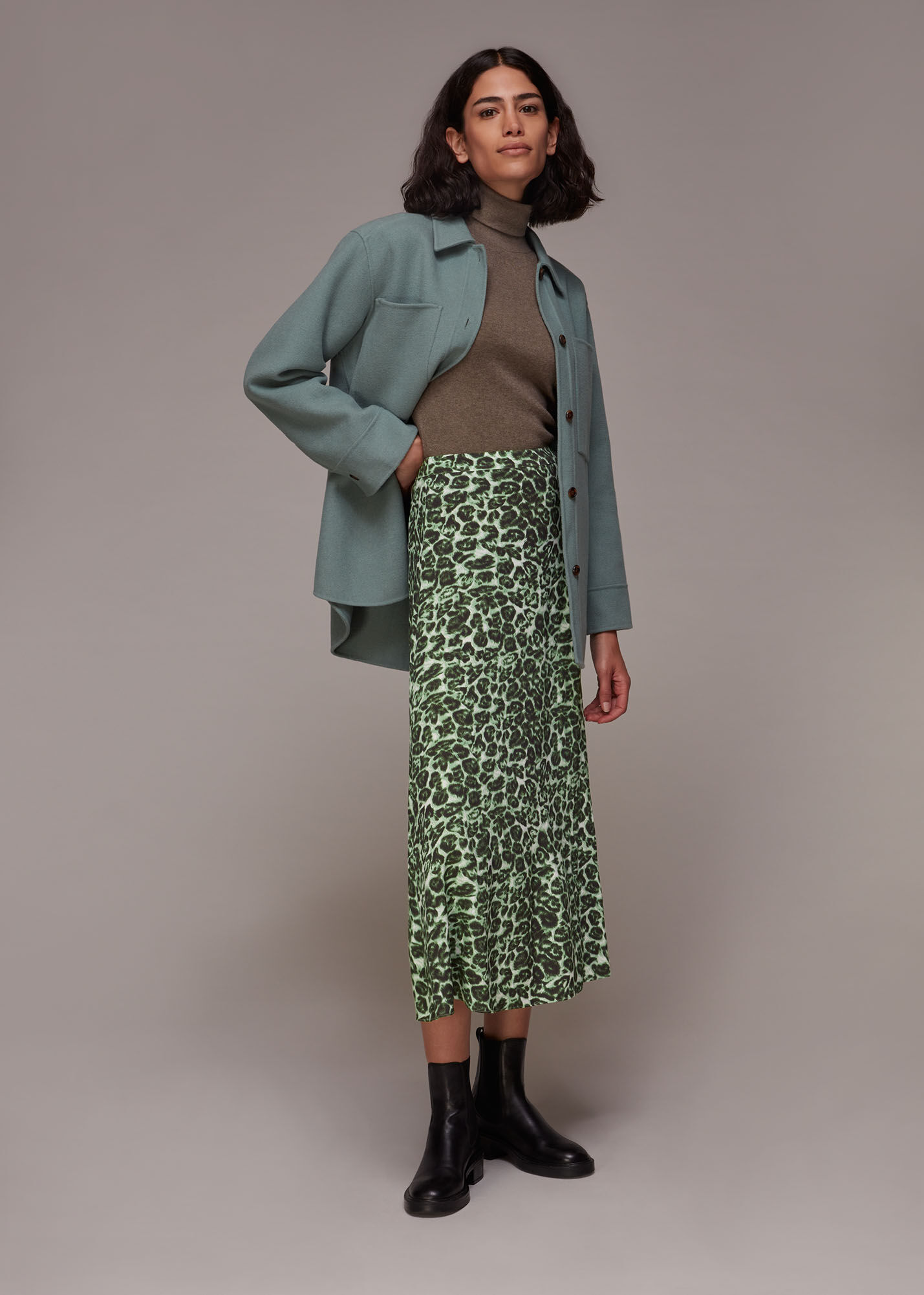 Green/Multi Clouded Leopard Skirt 