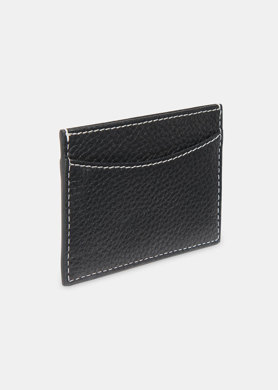 Black Contrast Stitch Card Holder
