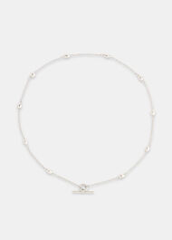 Oval Beaded T Bar Necklace