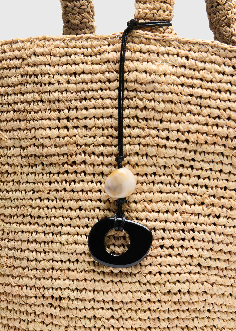 Straw Tote Bag With Charm