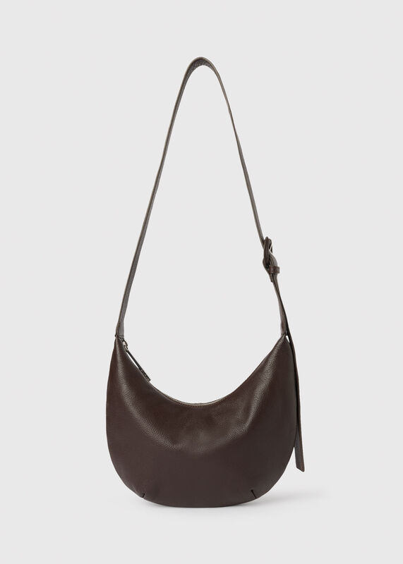 Chocolate Small Sia Curved Crossbody Bag