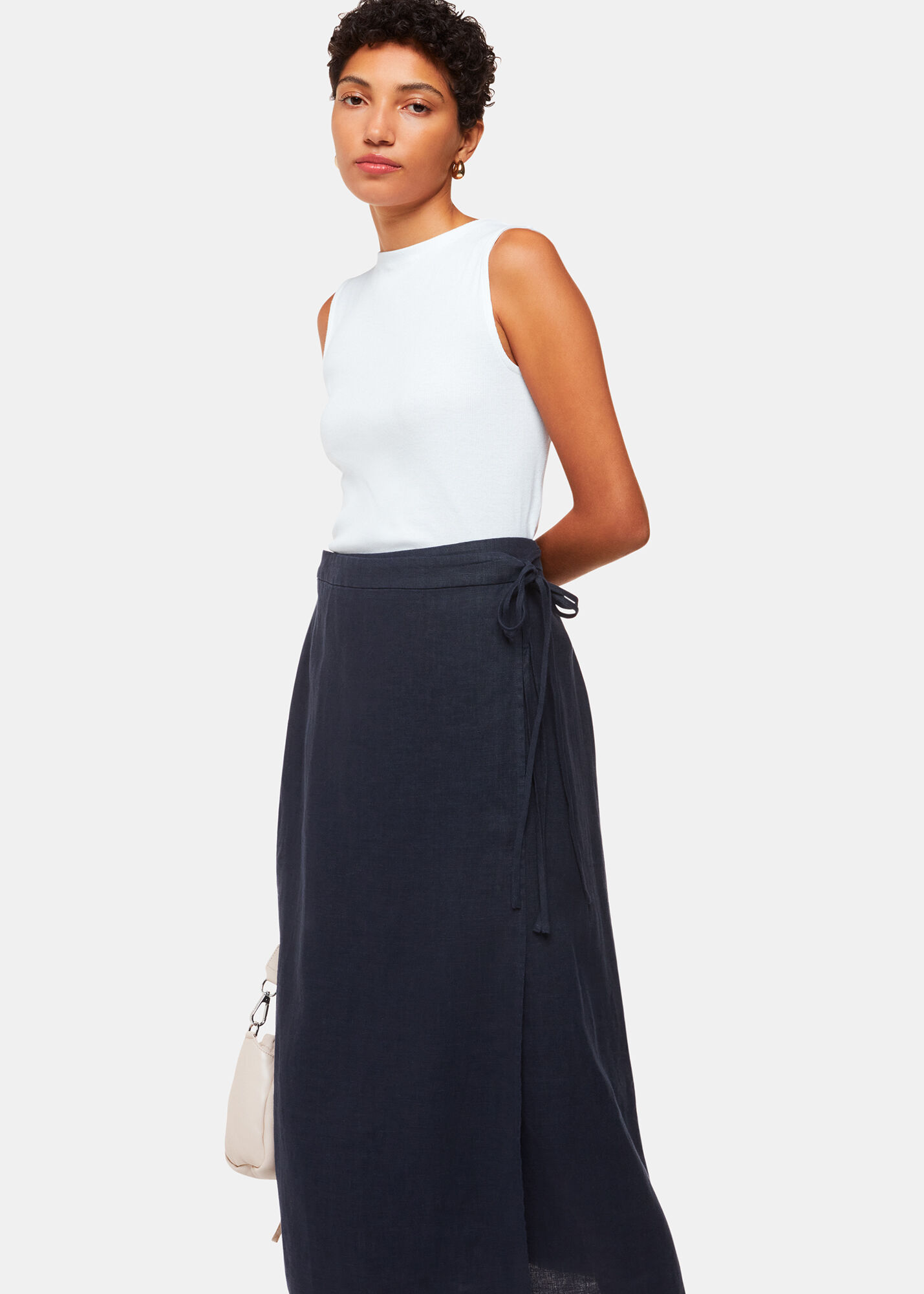 ◇OHESHIO◇ CHECK WRAP SKIRT NAVY Tiger Mini Skirt - Navy - H&O