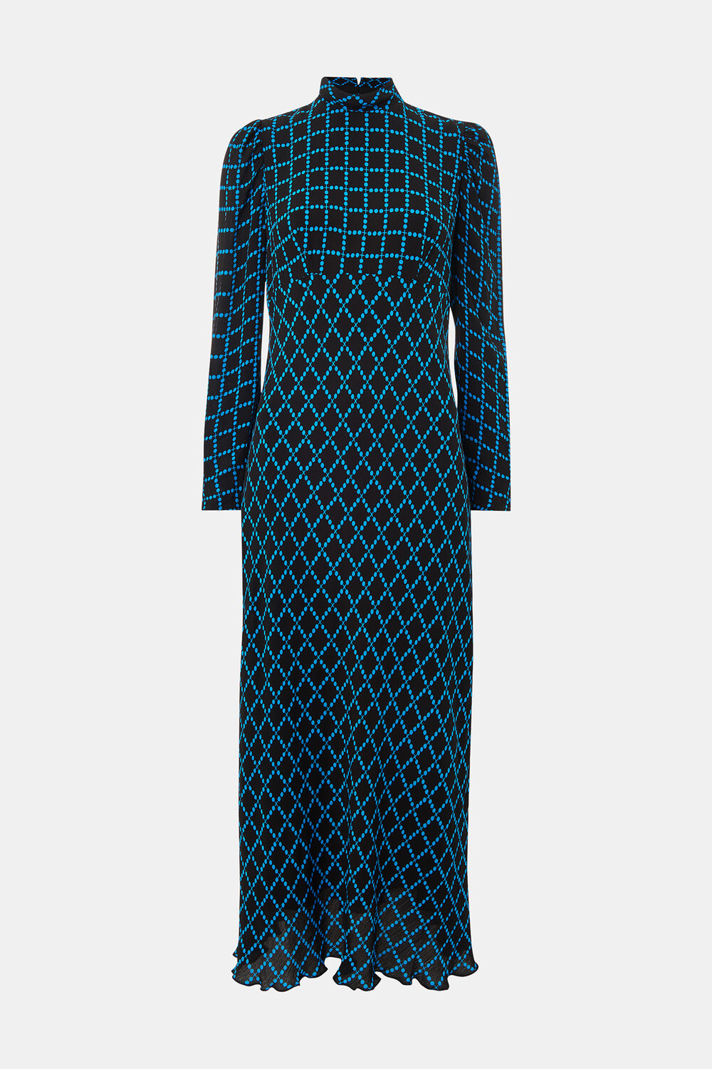 Blue Abacus Check High Neck Dress