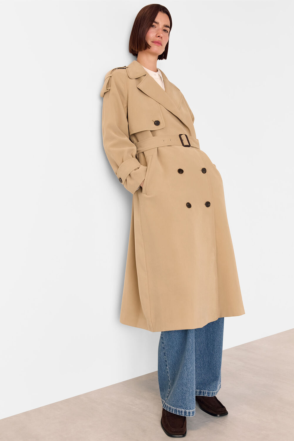 Neutral Soft Voluminous Trench Coat