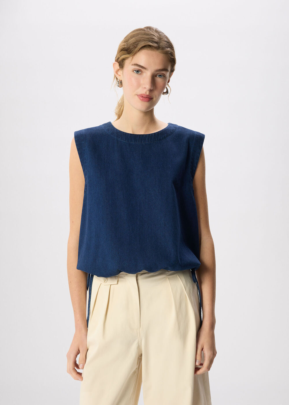 Drawstring Detail Cotton Top