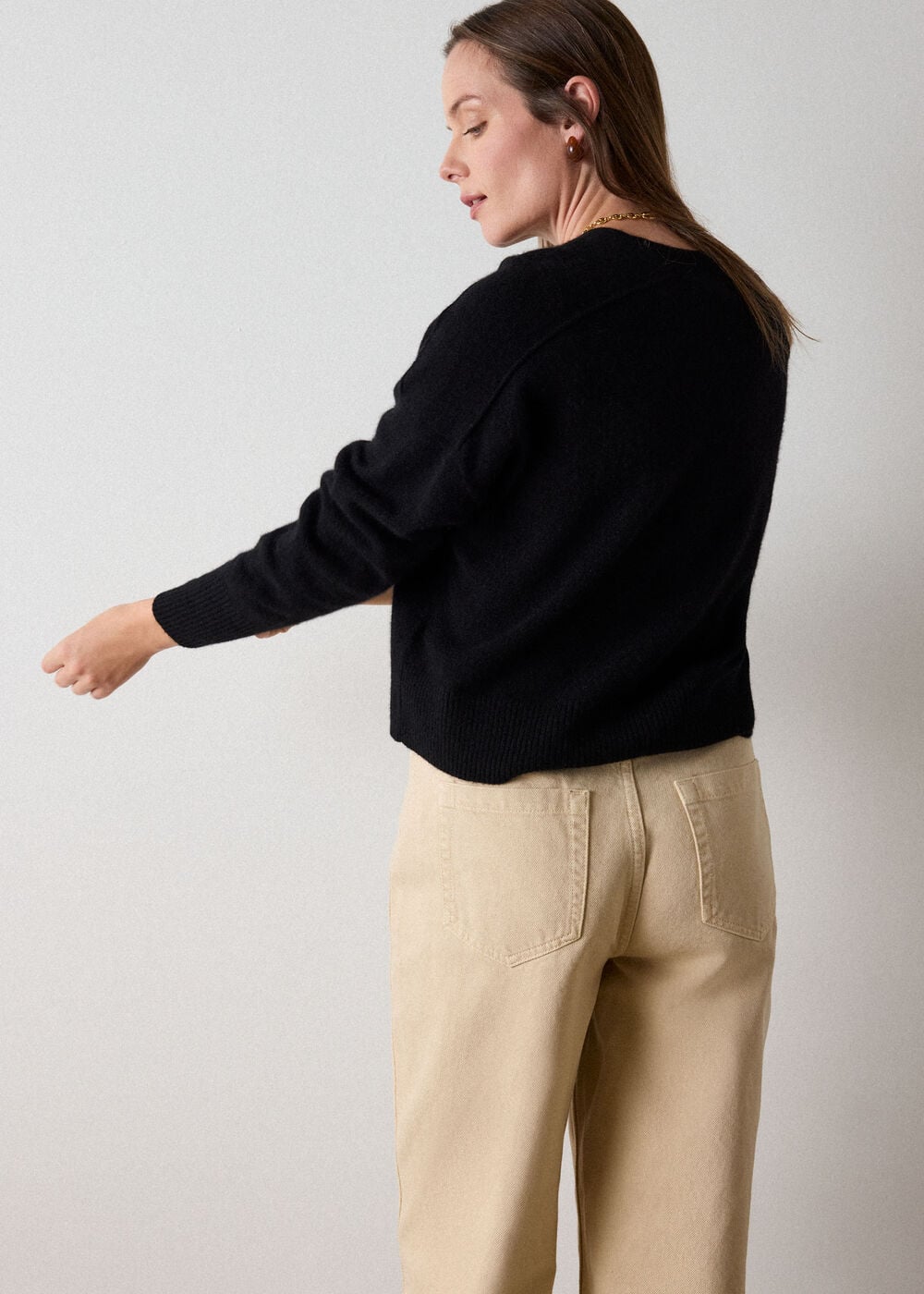 Black Cashmere Button Cardigan