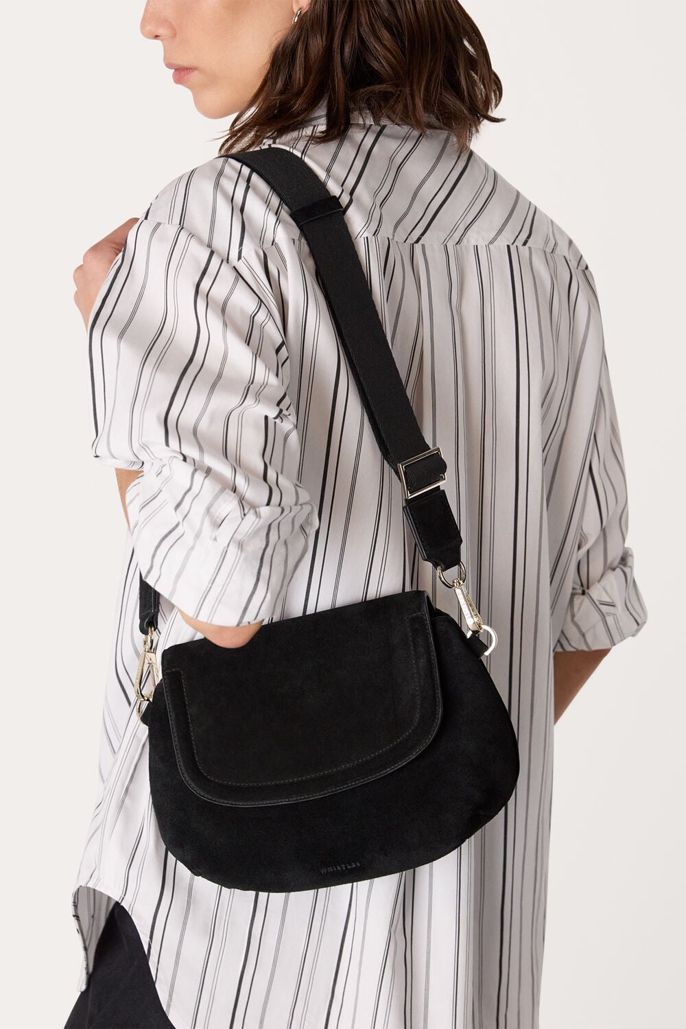 Black Nala Suede Crossbody Bag