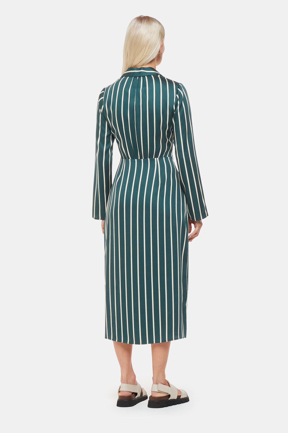 Green Petite Alex Stripe Shirt Dress