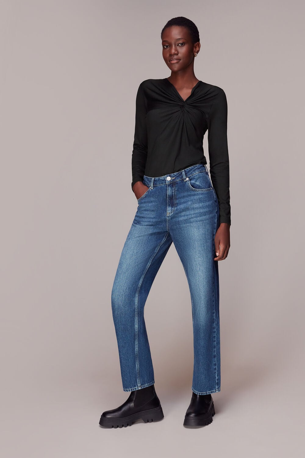 Black Twist Front Top
