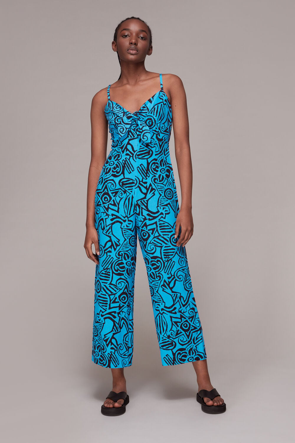 Starflower Print Tie Jumpsuit