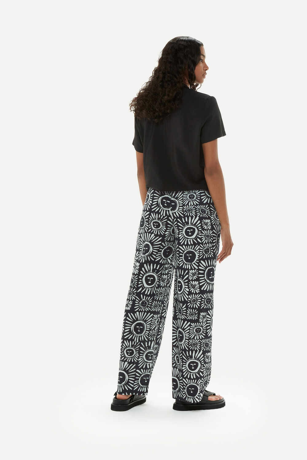 Black and White Sunman Print Trouser
