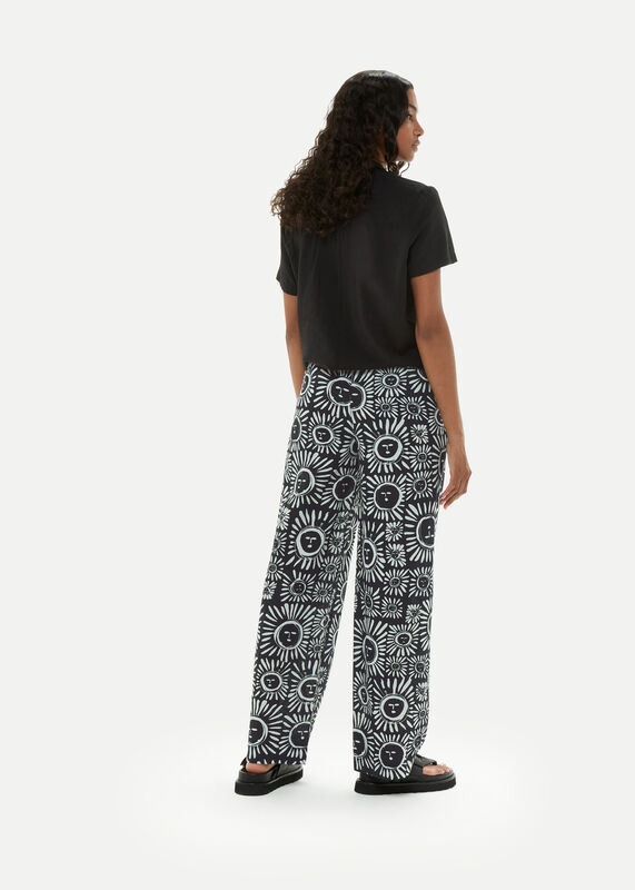 Black and White Sunman Print Trouser