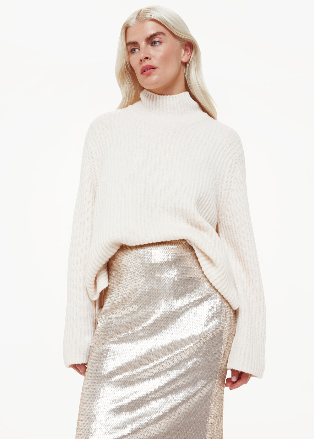 Petite Sequin Midi Skirt