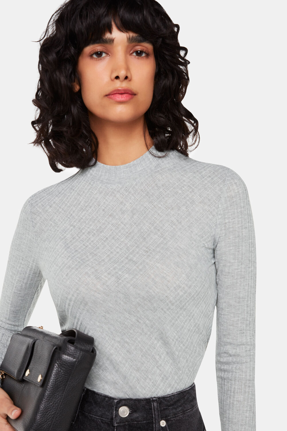 Diagonal Rib Crew Neck Top