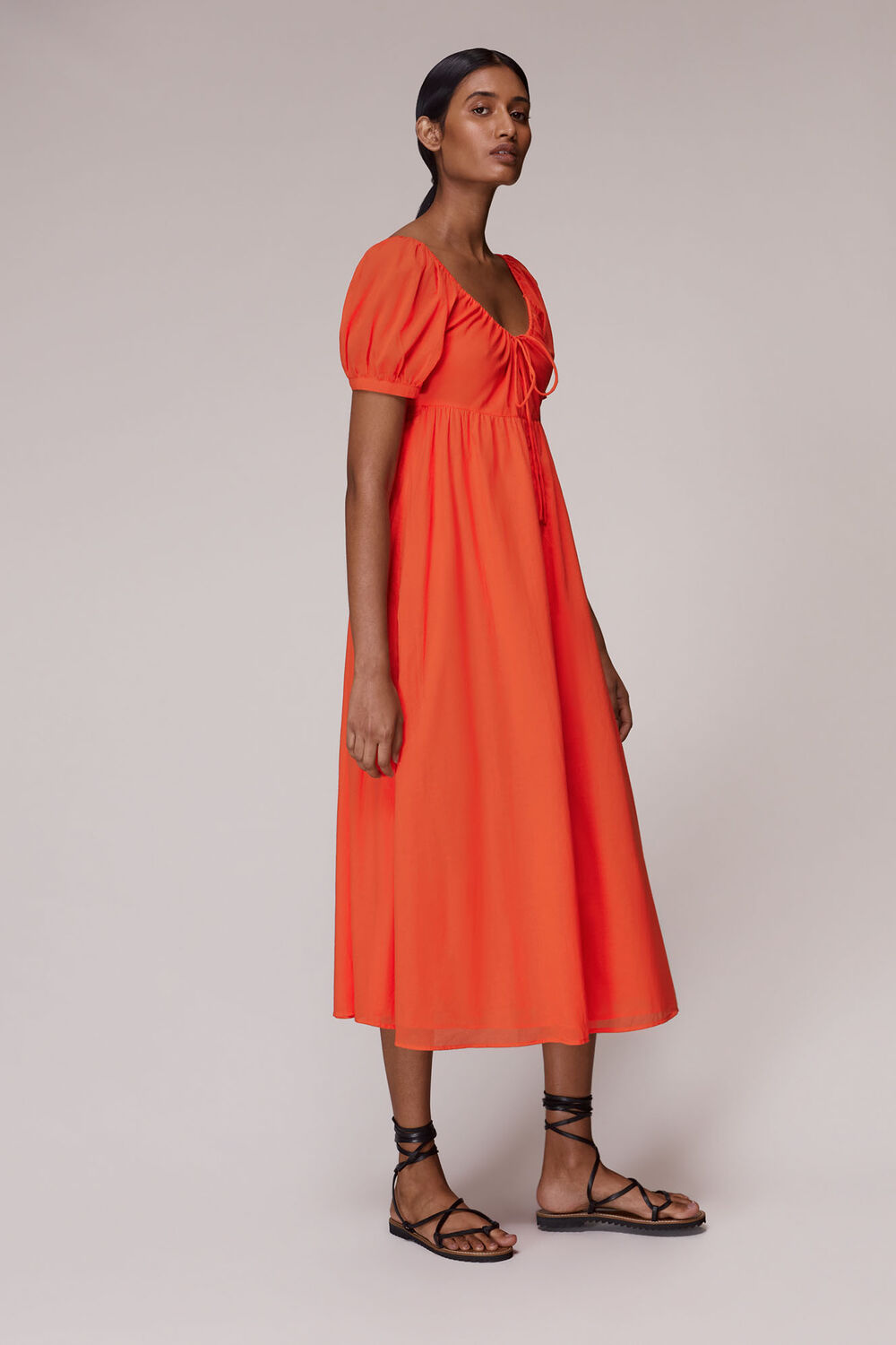 Red Tie Detail Elouise Midi Dress