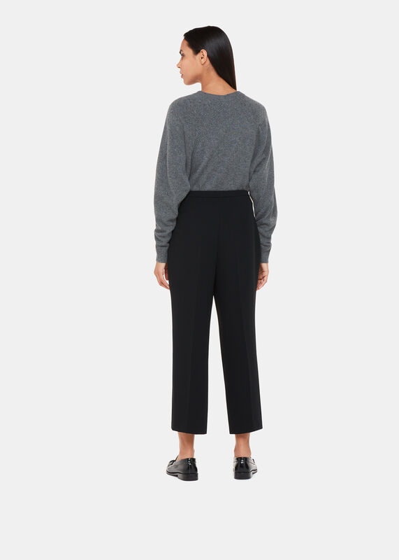 Black Wide Leg Cropped Trouser