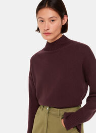 Wool Double Trim Funnel Neck