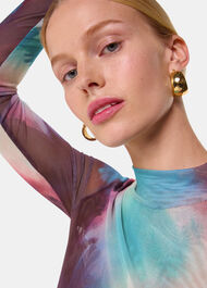 Oil Paint Print Mesh Top