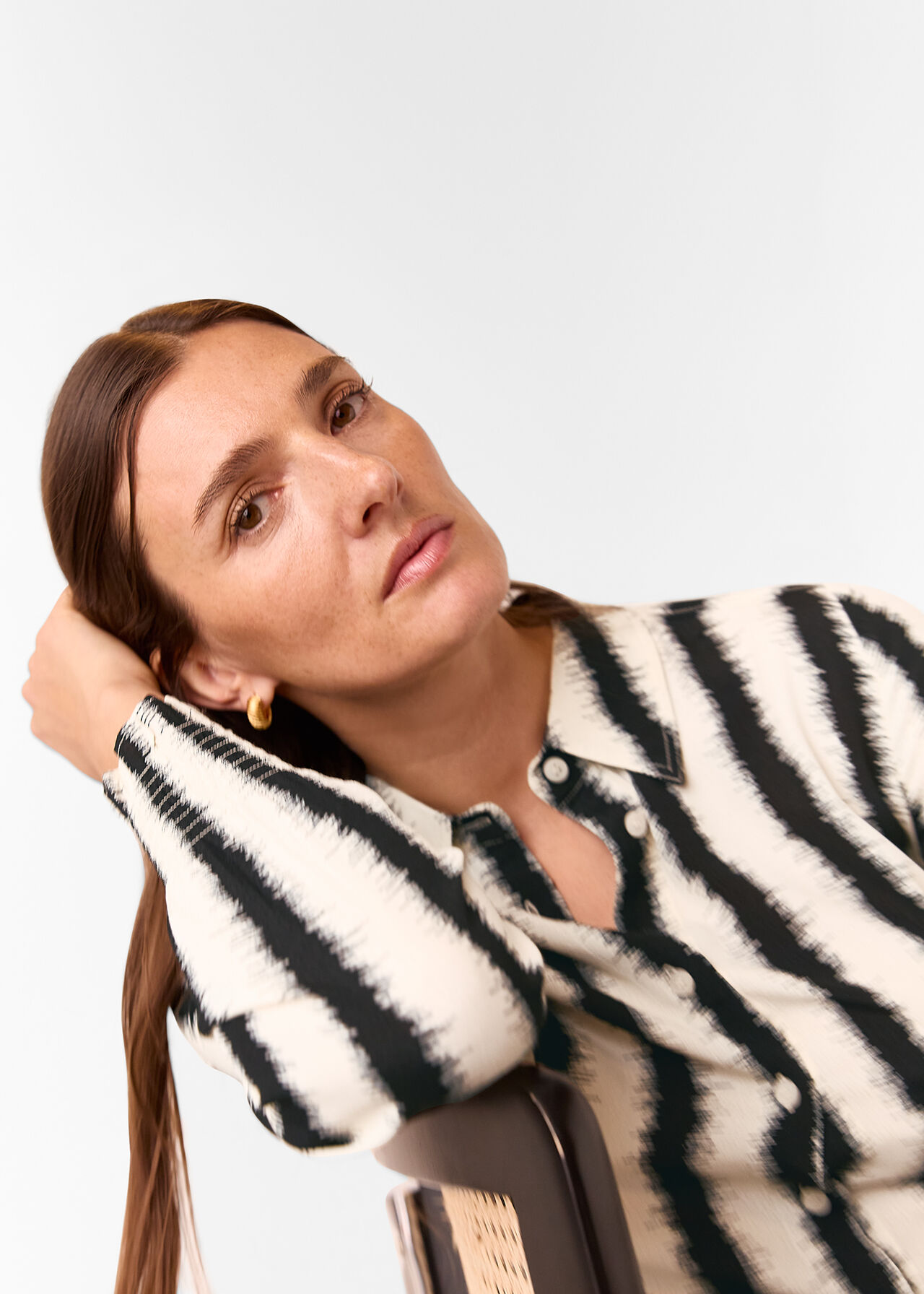 Petite Hazy Stripe Fitted Shirt