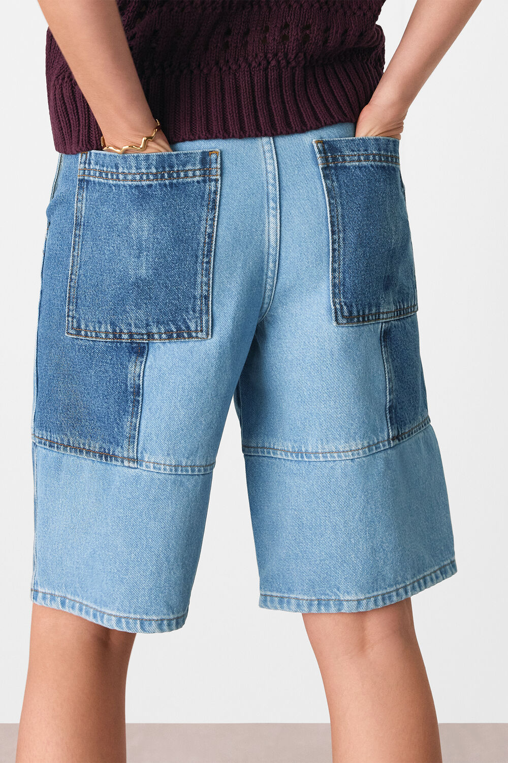 Denim Patchwork Board Short