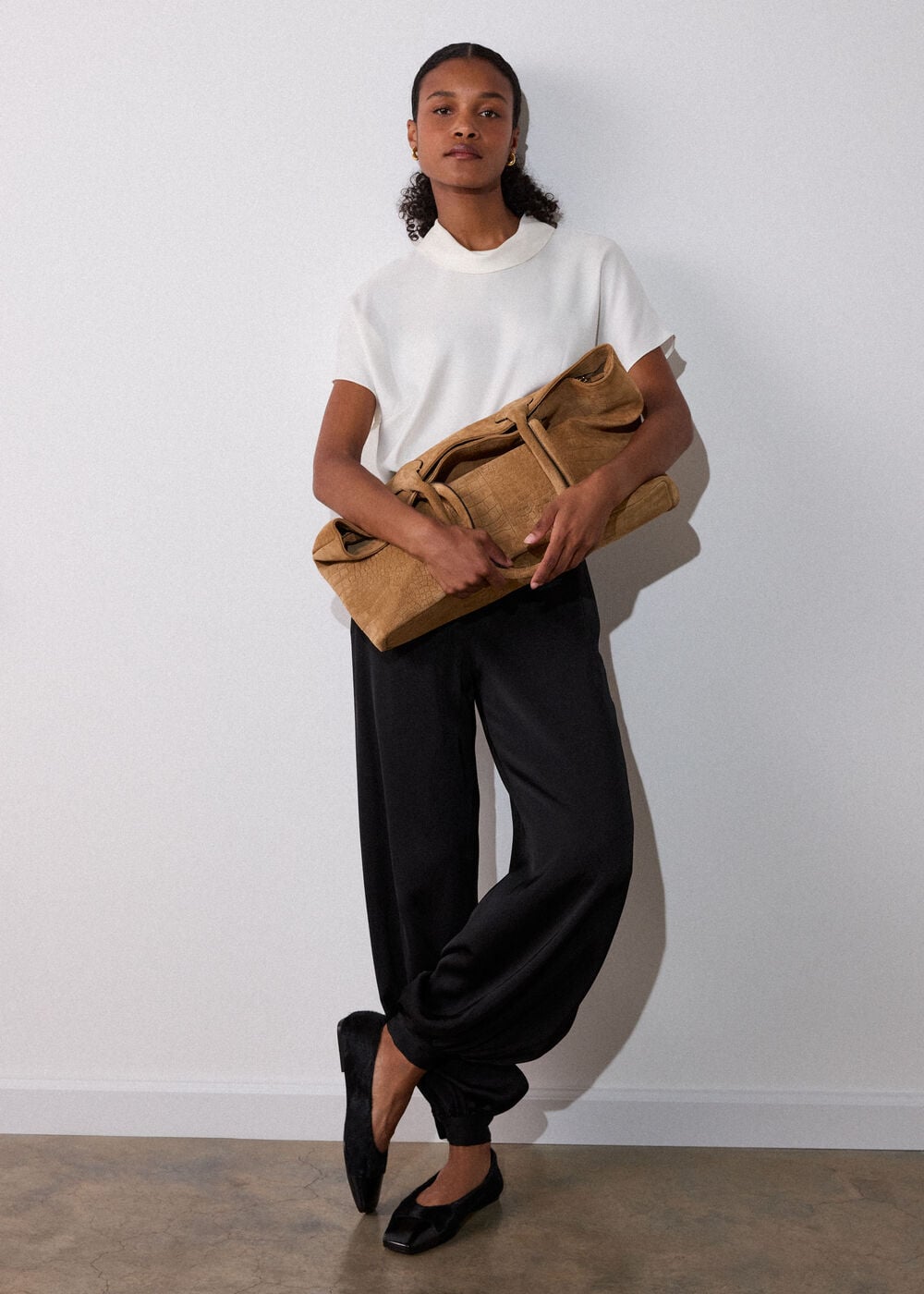 Ivory Cowl Neck Short Sleeve Blouse