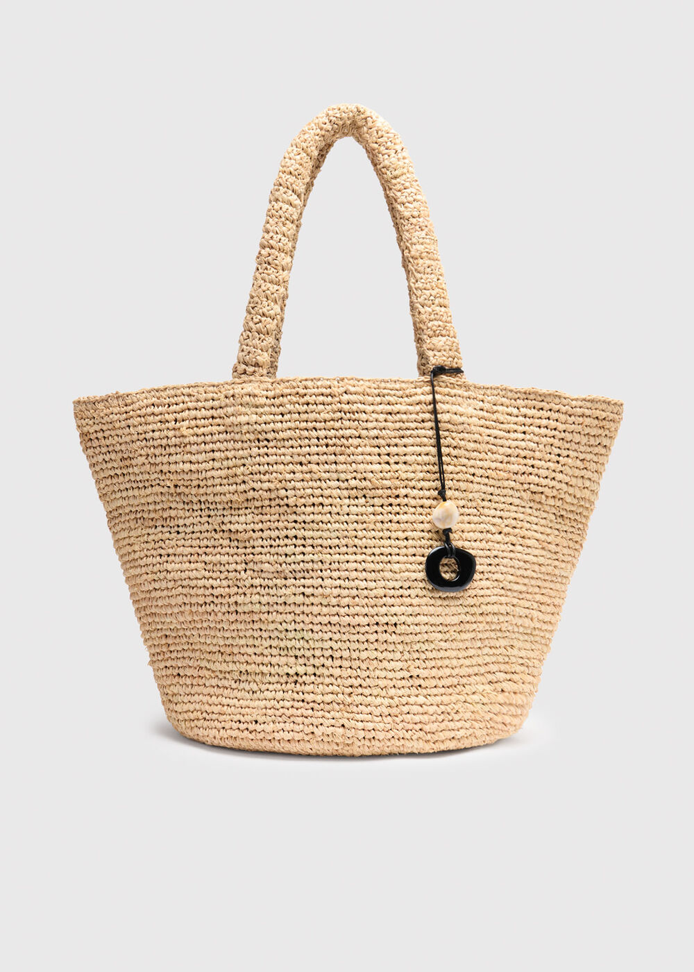 Straw Tote Bag With Charm
