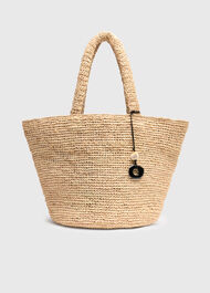 Straw Tote Bag With Charm