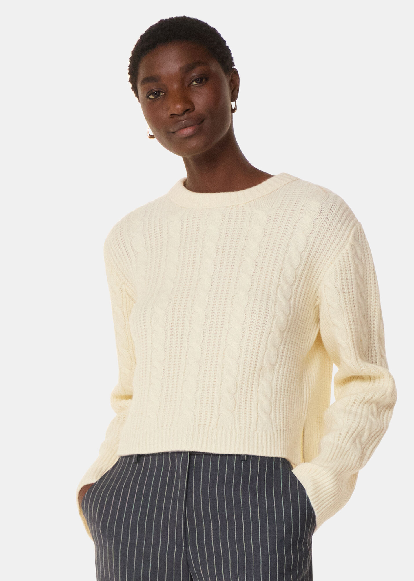 トップス Kitty cable knit tops ivory andmary ANDMARY】Kitty cable knit tops