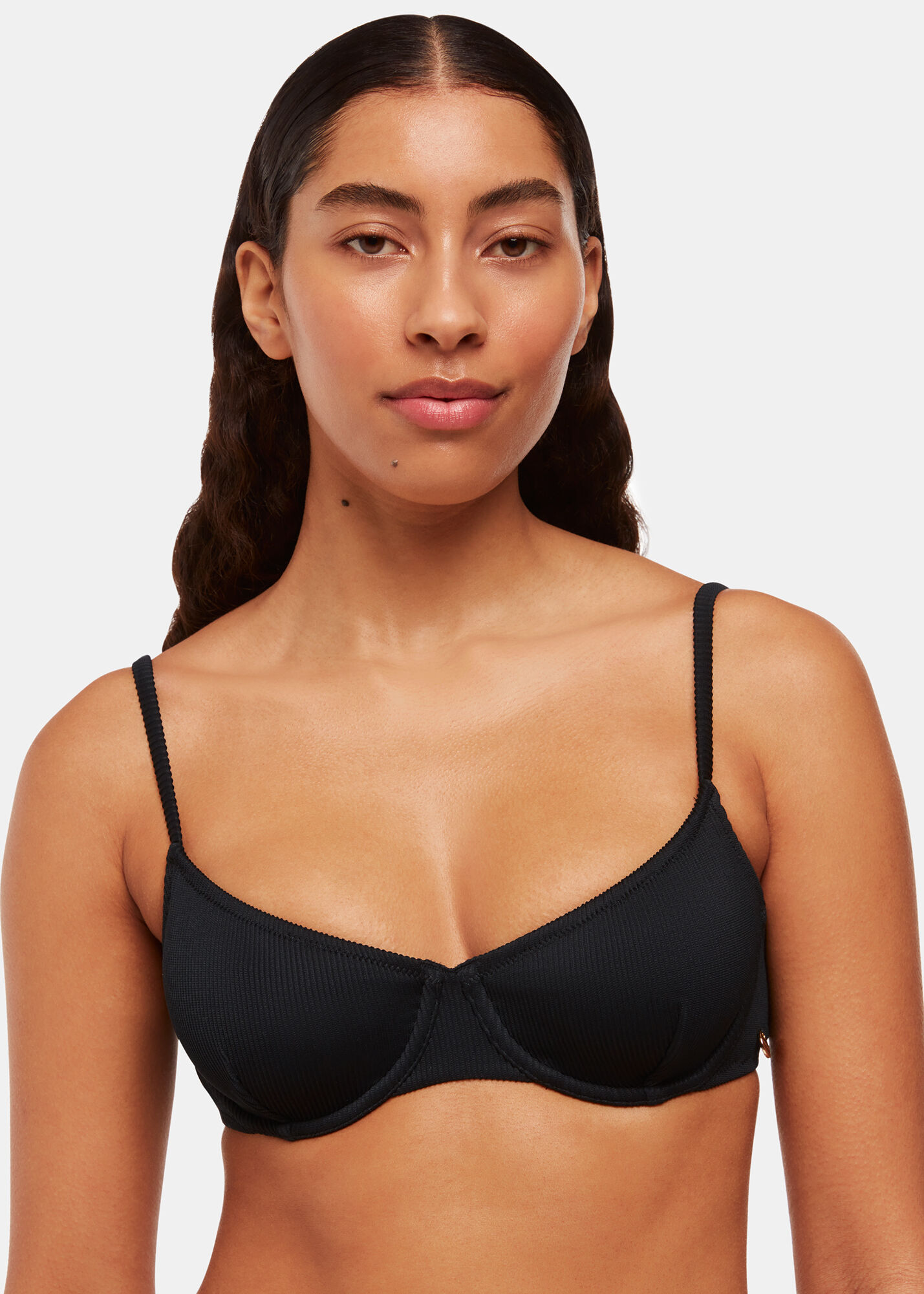 Black Ribbed Underwire Bikini Top WHISTLES