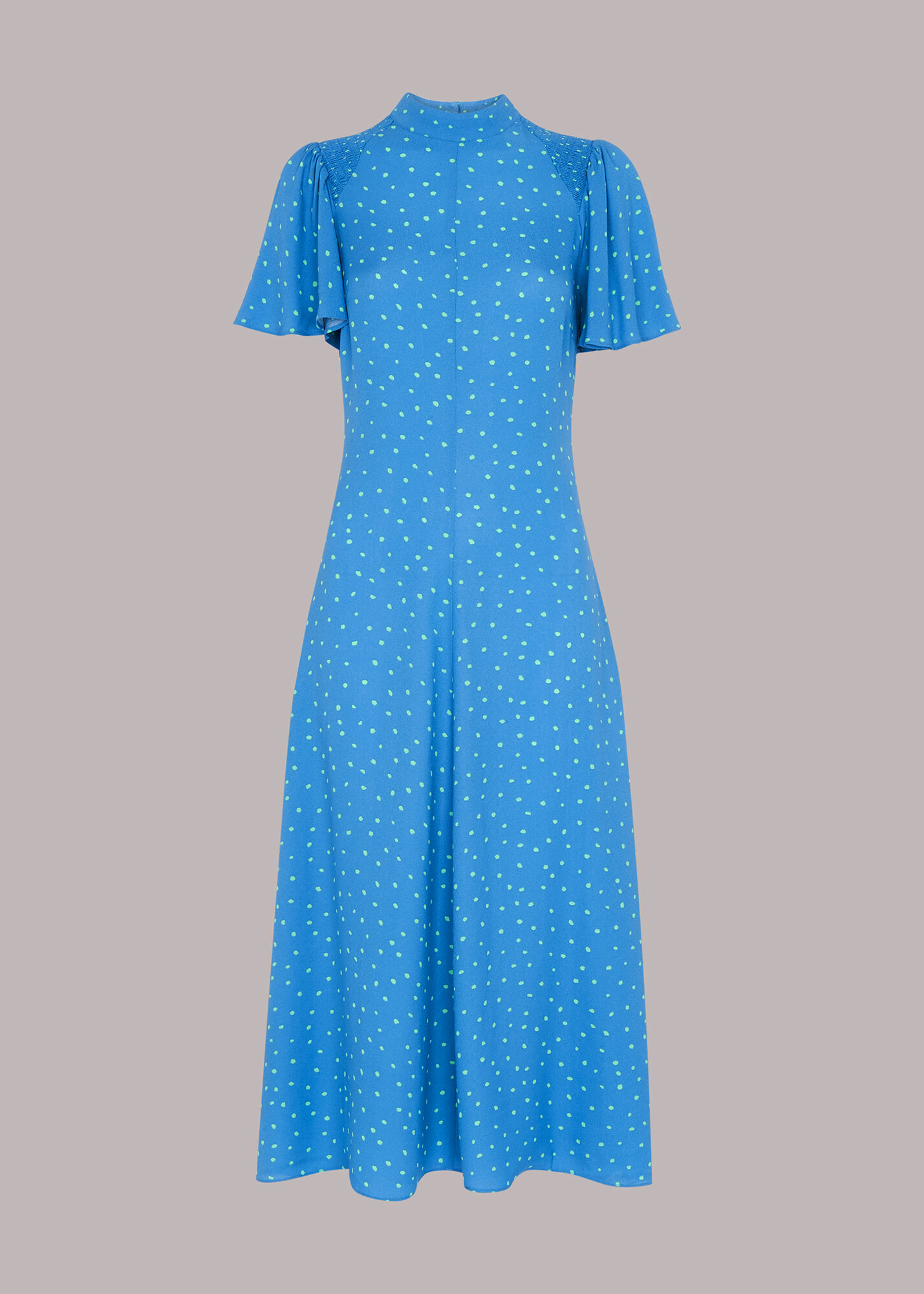Blue/Multi Uneven Spot Print Midi Dress WHISTLES