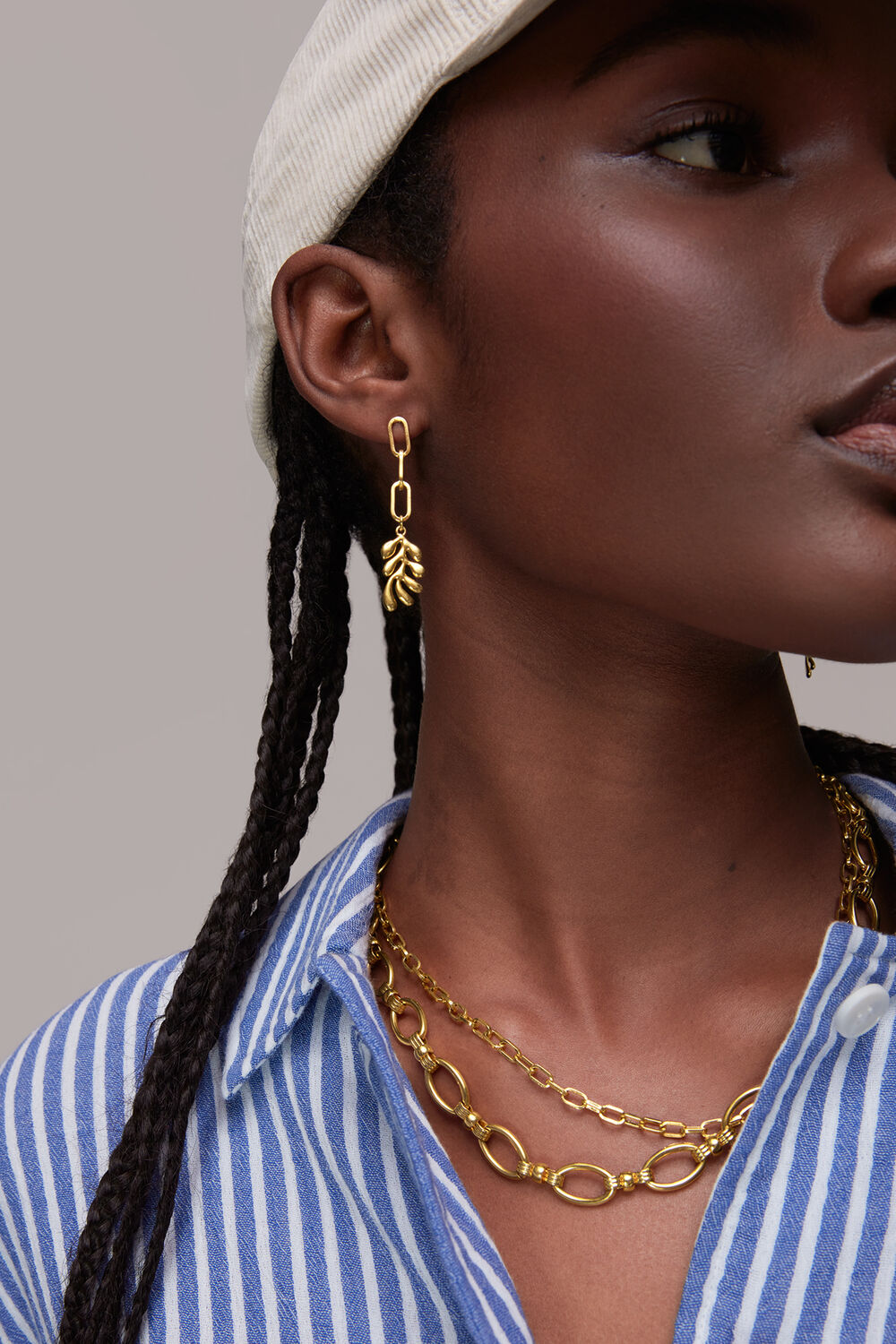 Gold Leaf Chain Drop Earring