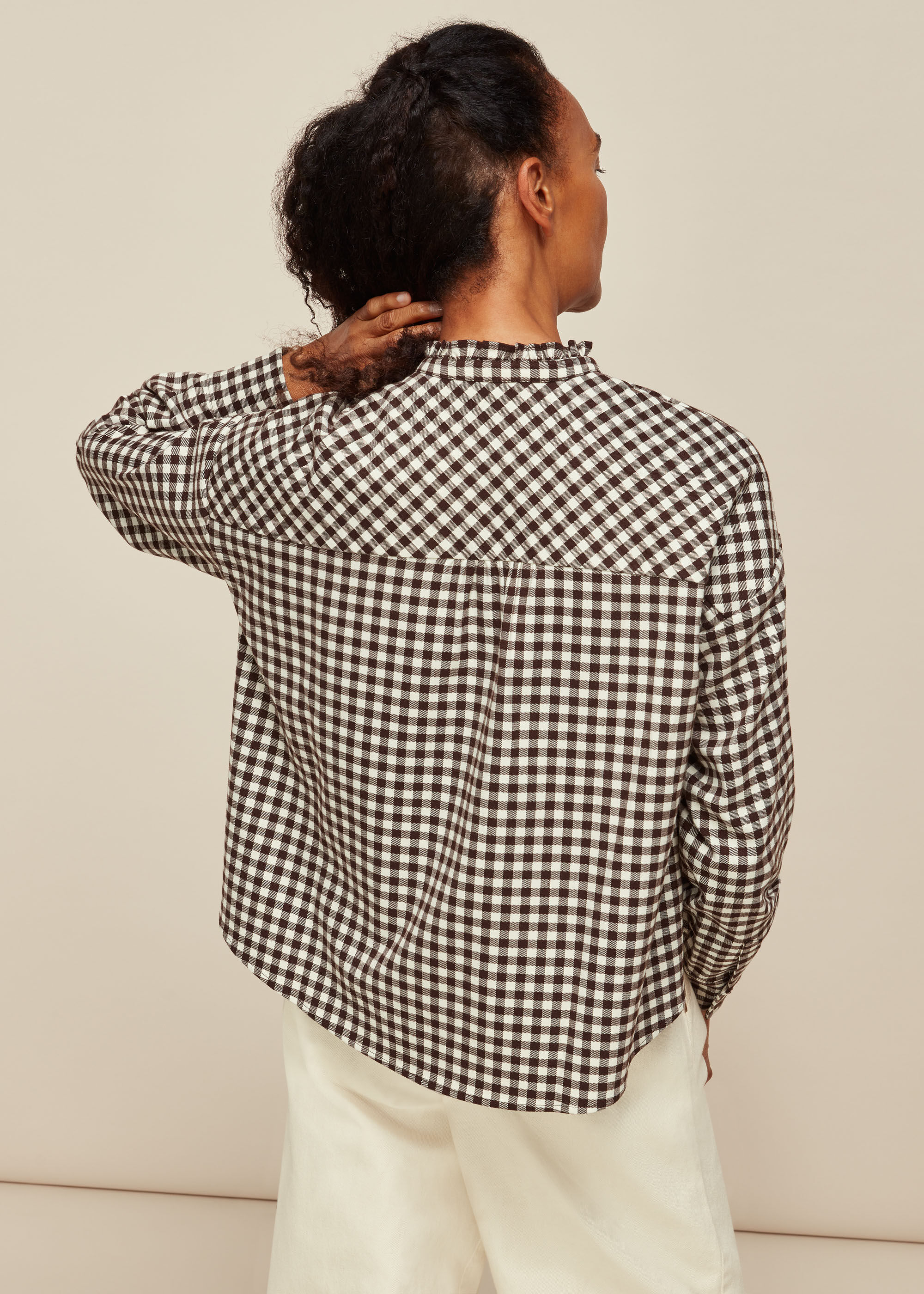BELPER（ベルパー）のGINGHAM BLOUSE-BLACK（ブラウス）の通販