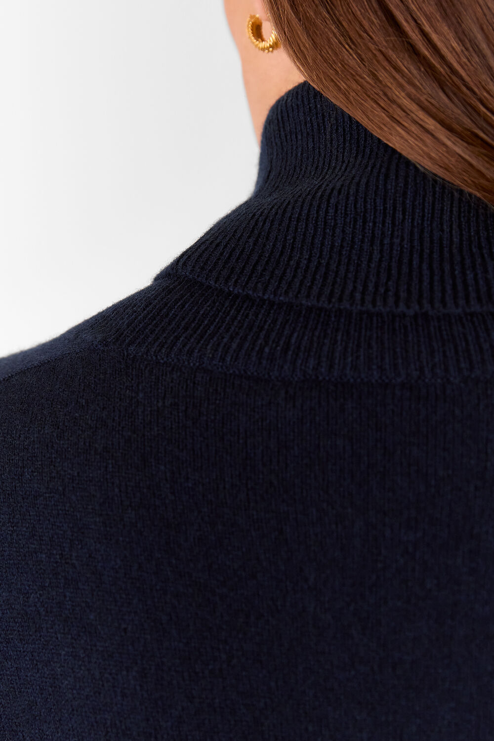 Navy Cashmere Turtleneck Sweater