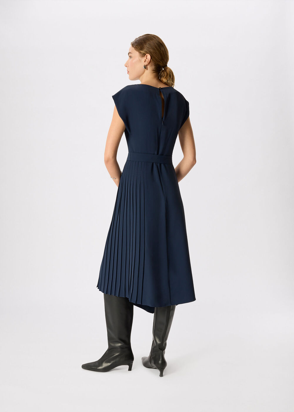 Pleat Detail Asymmetric Dress