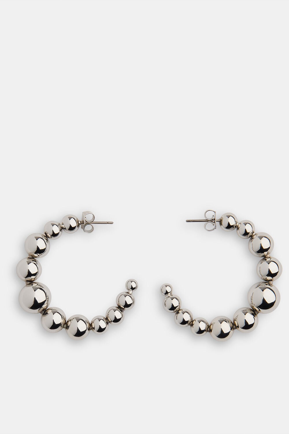 Silver Sphere Beaded Large Hoop