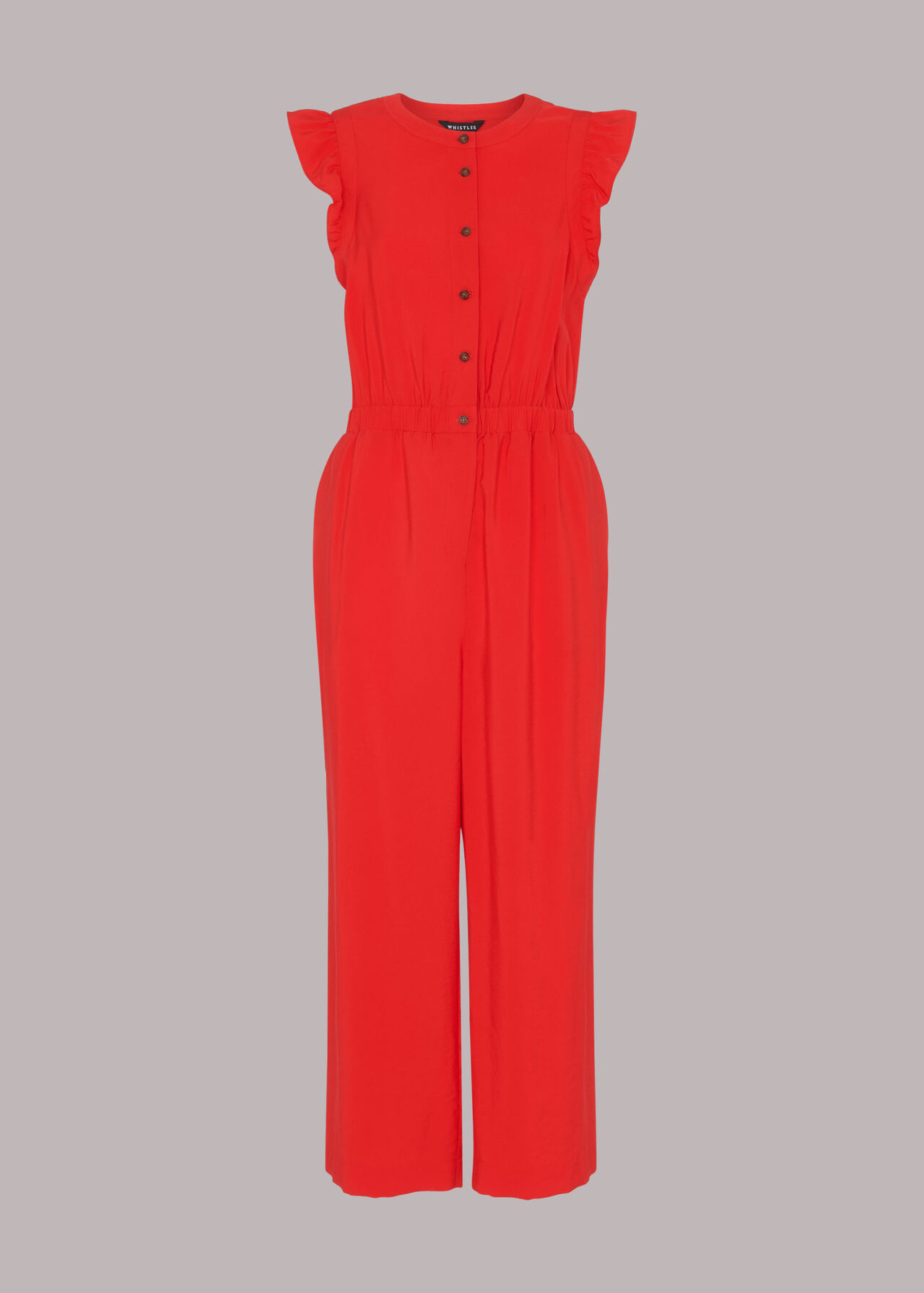 Frill Sleeve Button Jumpsuit
