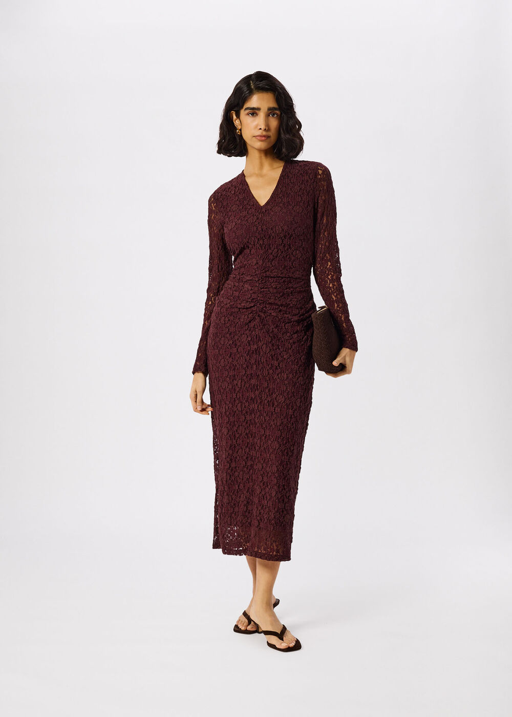 Ruched Bodice Lace Dress