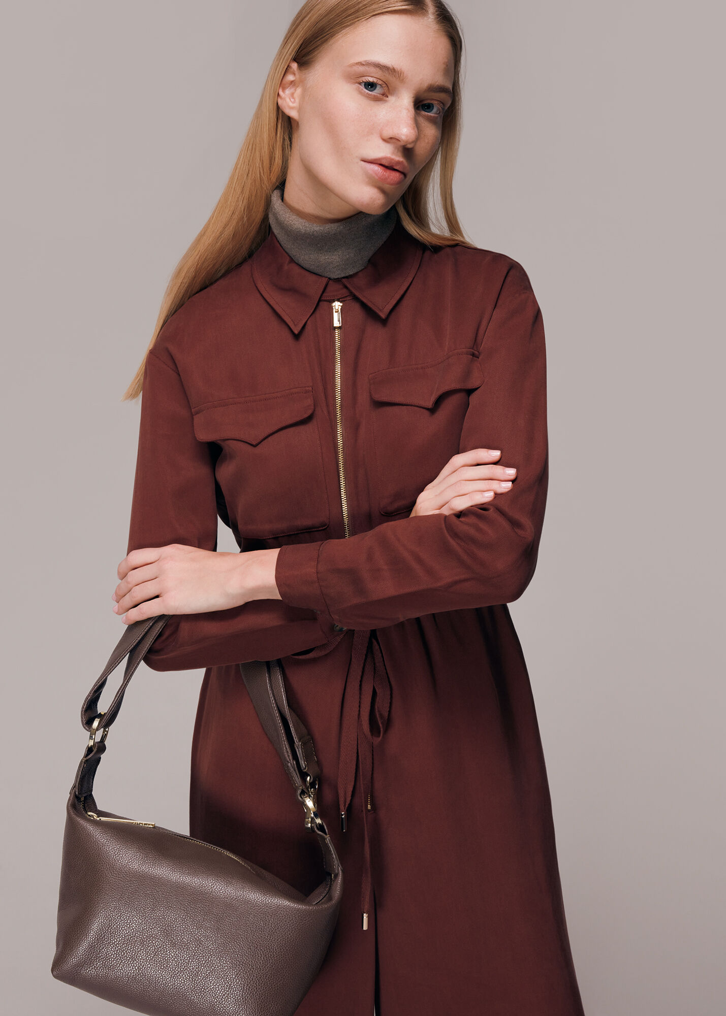 Burgundy Nessie Slouchy Cube Bag WHISTLES