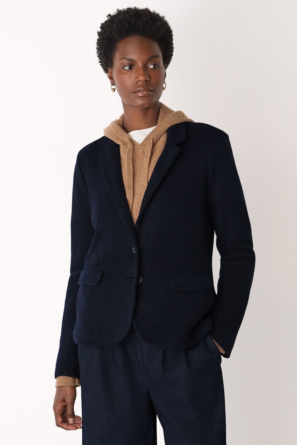 Navy Slim Jersey Jacket