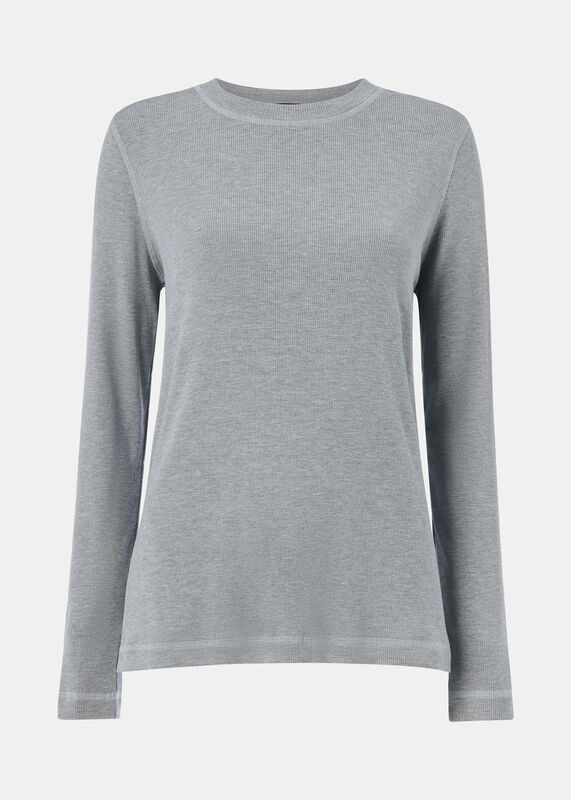 Grey Marl Rib Jersey Pajama Top 