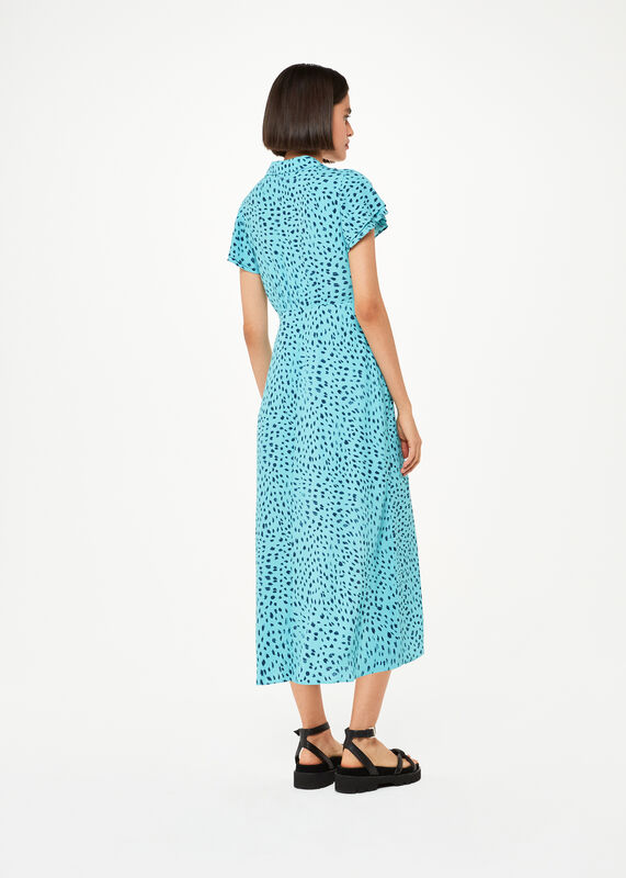 Blue Nina Speckled Spot Midi Dress