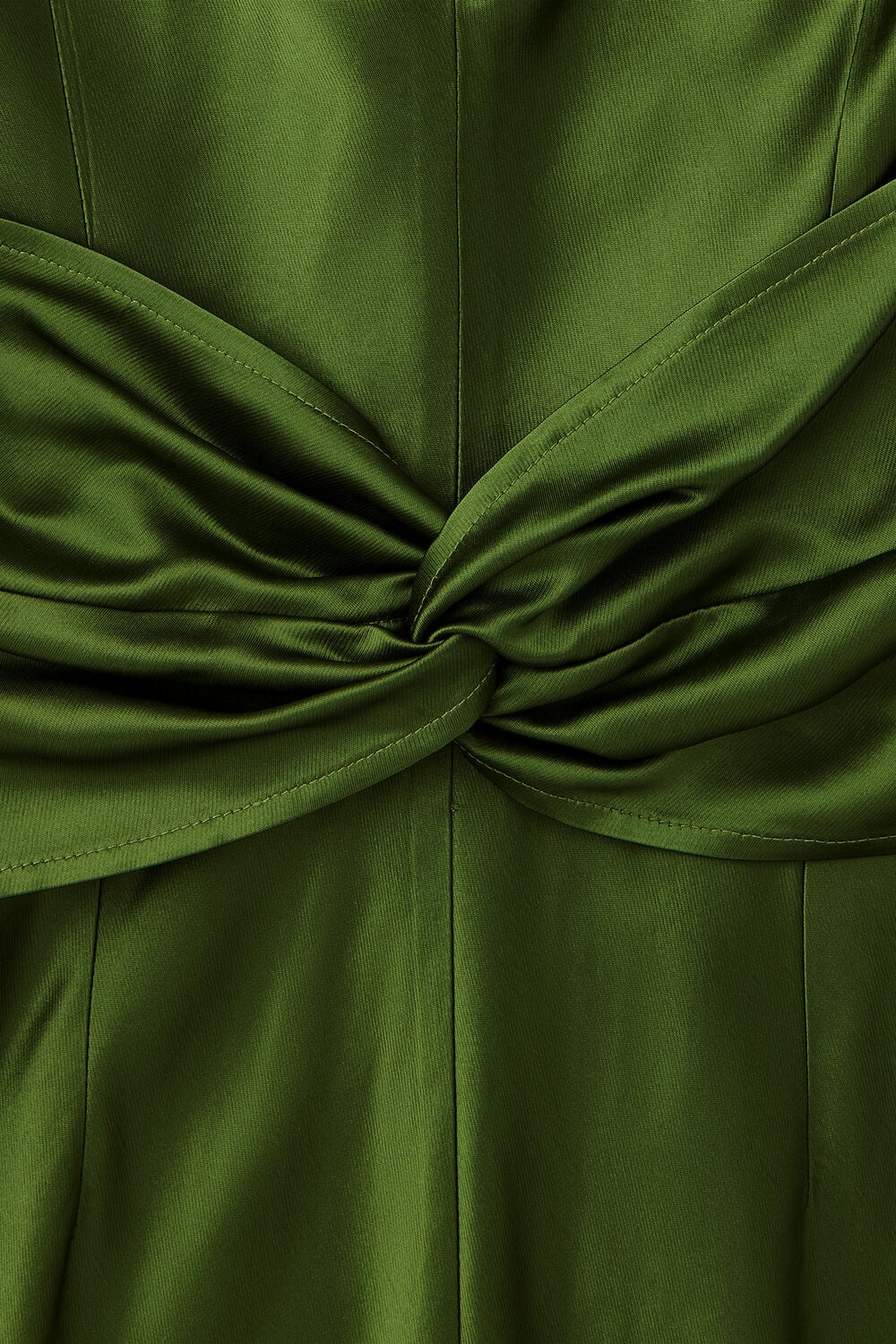 Green Avery Satin Twist Dress
