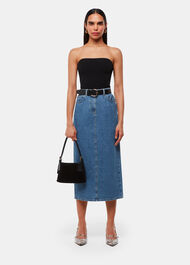 Straight Denim Midi Skirt