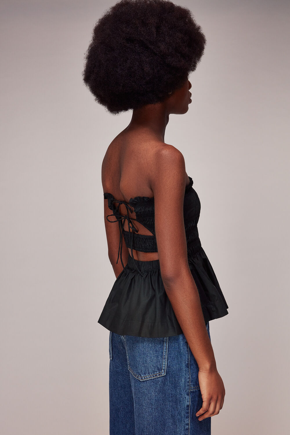 Shirred Tie Detail Top