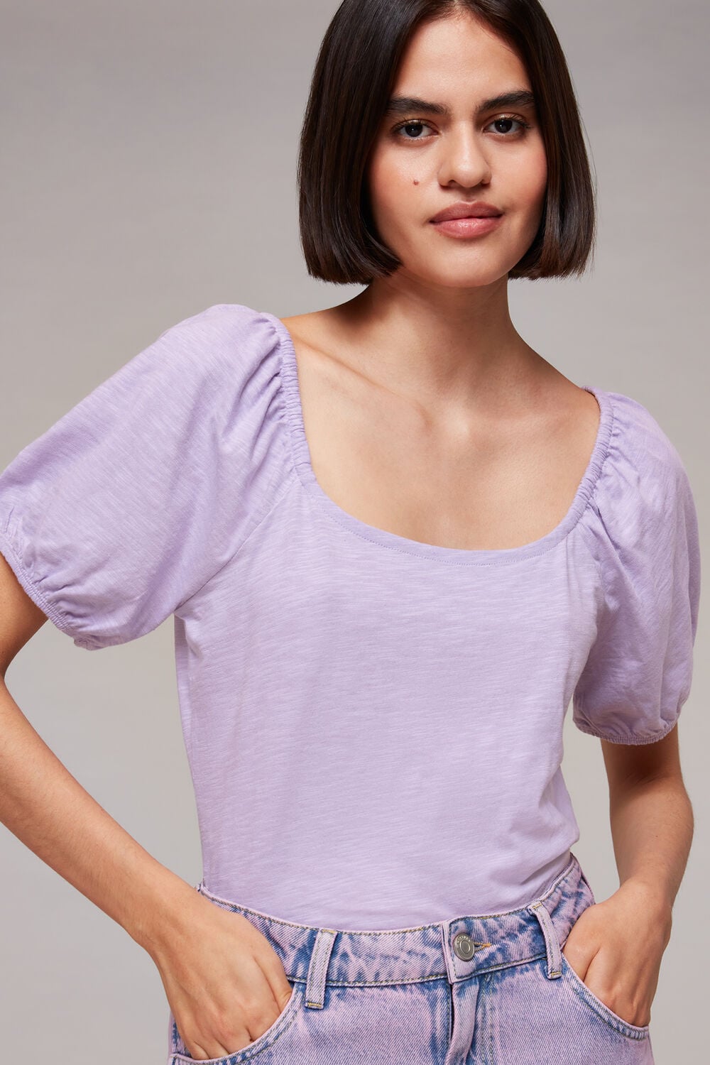 Square Neck Puff Sleeve Top