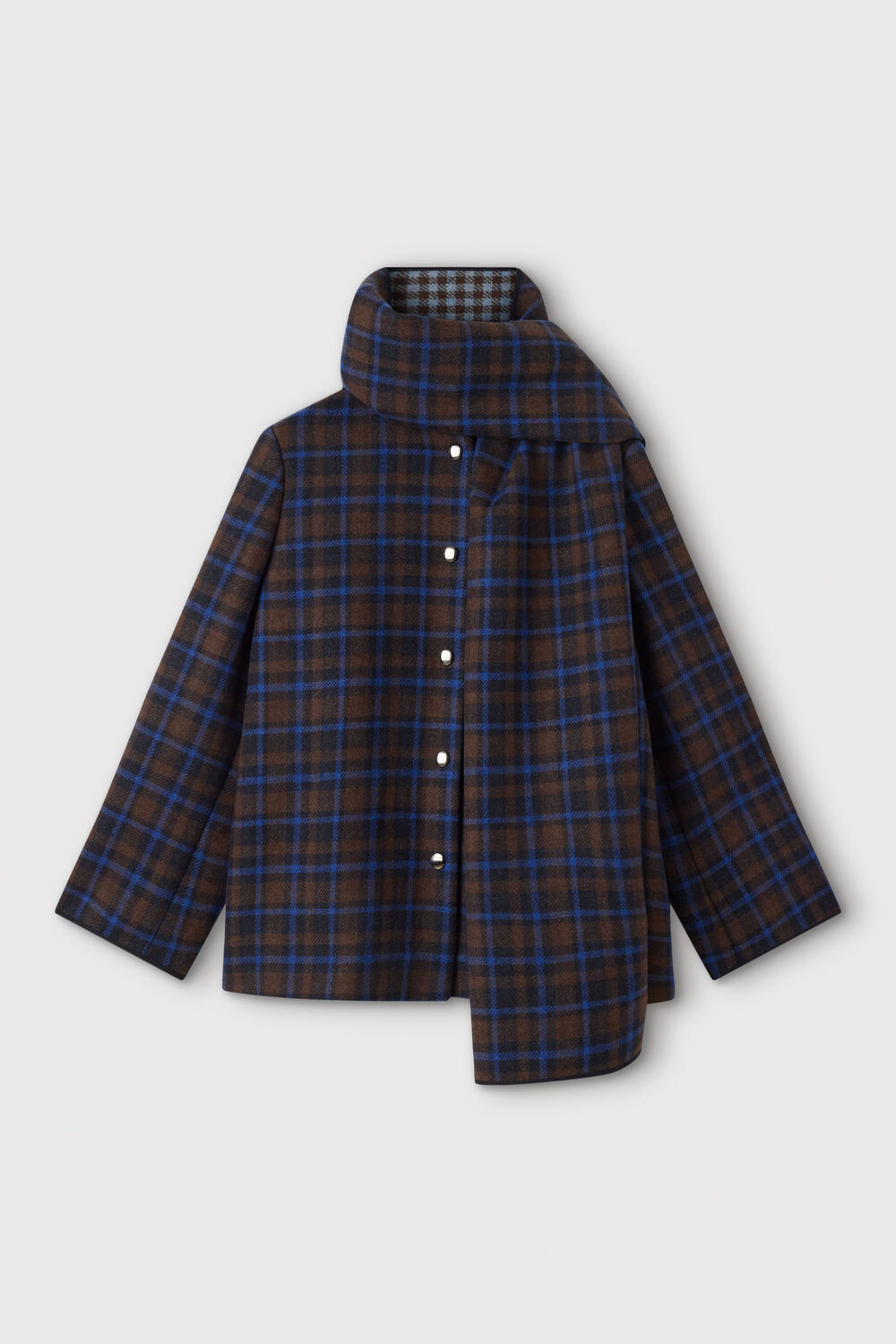Check Scarf Coat