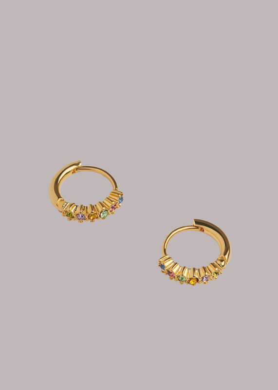 Gold Gem Huggie Hoop