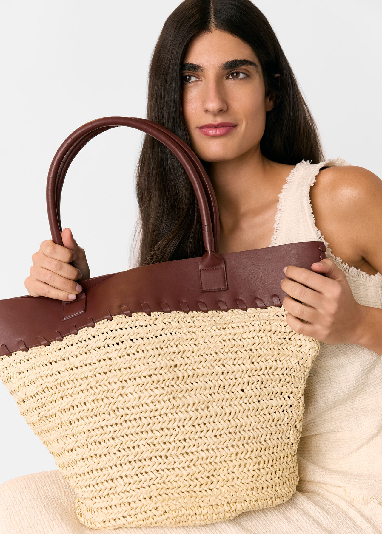 Ruhi Collar Straw Tote