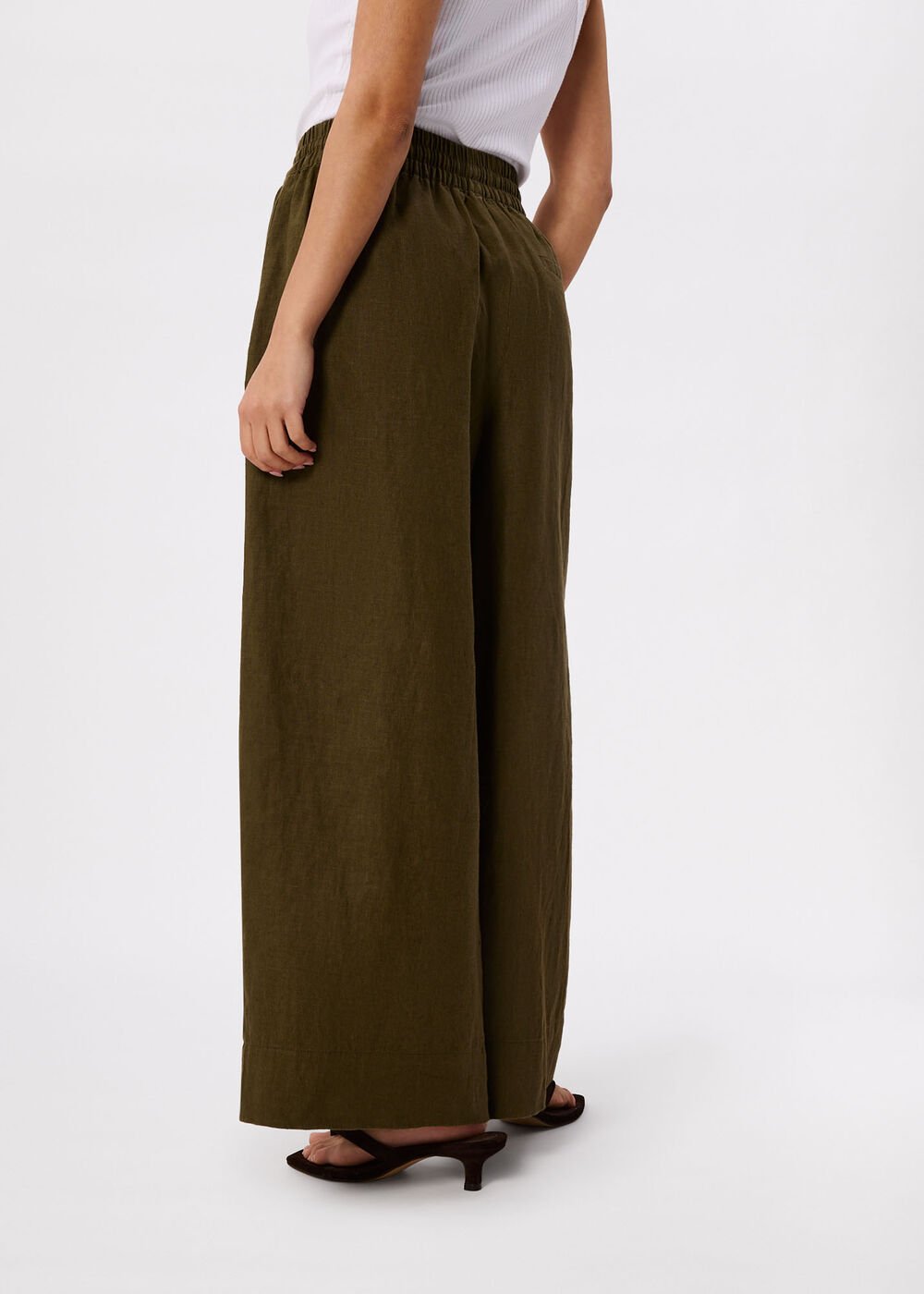 Petite Elasticated Linen Crop Trouser