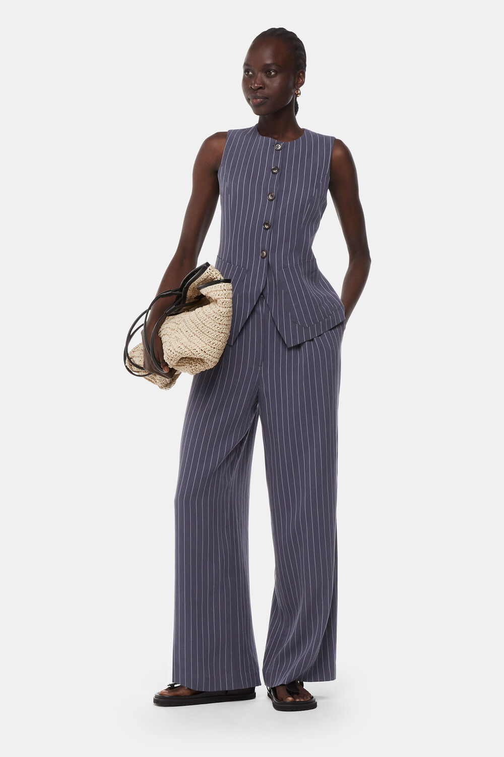 Navy Lottie Pinstripe Waistcoat